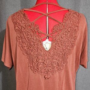 Daytrip Button Down Strappy Back with Crochet lace detail